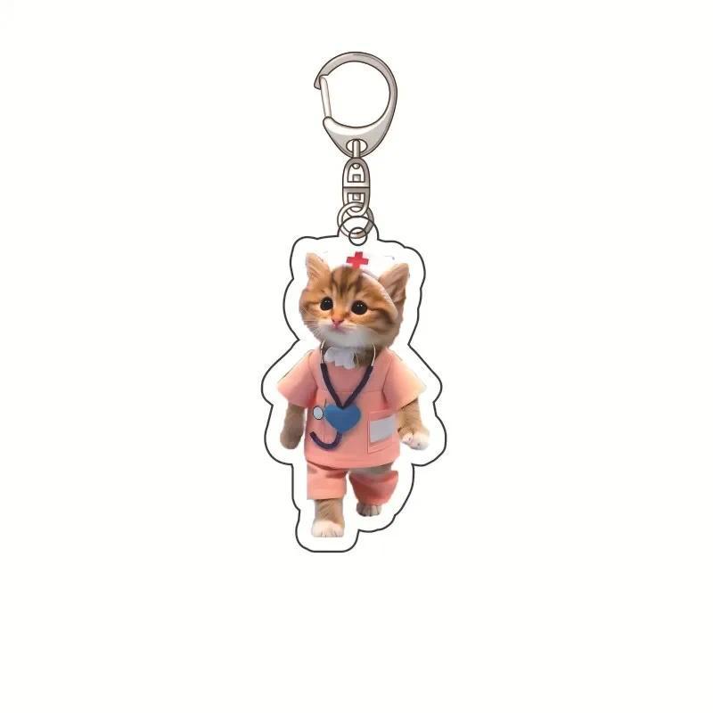 Funny Doctor Nurse Cat Keychain Mouse Patient Scared Expression Hanging Face Keychain 2d Móc Khóa In Theo Yêu Cầu, Chất Liệu Mica Trong Suốt In 2 Mặt , Dày 4mm 4 Funny Doctor Nurse Cat Keychain Mouse Patient Scared Expression Hanging Face Keychain 2d Móc Khóa In Theo Yêu Cầu, Chất Liệu Mica Trong Suốt In 2 Mặt , Dày 4mm - Ảnh 4