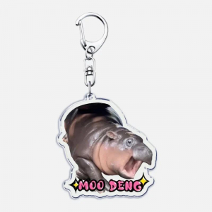 Funny Expression Hippopotamus Mica Keychain Cartoon Animal Backpack Keychain Decoration Móc Khóa In Theo Yêu Cầu, Chất Liệu Mica Trong Suốt In 2 Mặt , Dày 4mm