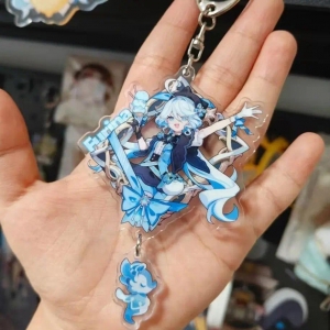 Furina Keychain Man Mica Key Chain Women Key Holder Couples Keychain Pendant Zinc Alloy Porte Móc Khóa In Theo Yêu Cầu, Chất Liệu Mica Trong Suốt In 2 Mặt , Dày 4mm
