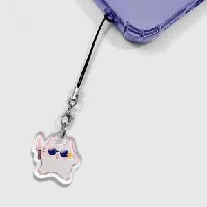 Gojo Satoru Cat Inspired Acrylic Phone Charm, Jujutsu Kaisen, Jjk Kawaii Cartoon Character Móc Khóa In Theo Yêu Cầu, Chất Liệu Mica Trong Suốt In 2 Mặt , Dày 4mm