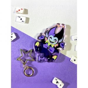 Jevil Deltarune Glitter Keychain - Acrylic Epoxy Charm Cute Cartoon Game Character Pendant Móc Khóa In Theo Yêu Cầu, Chất Liệu Mica Trong Suốt In 2 Mặt , Dày 4mm