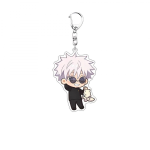 Jujutsu Kaisen Yuji Itadori Satoru Gojo 6cm Cute Anime Mica Holder Bag Charm Car Keychain Móc Khóa In Theo Yêu Cầu, Chất Liệu Mica Trong Suốt In 2 Mặt , Dày 4mm