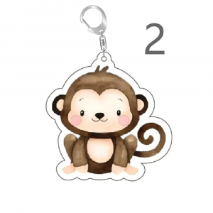 Jungle Animal Keychains Lion Giraffe Elephant Key Chains Cute Animal Student Bag Lanyard Móc Khóa In Theo Yêu Cầu, Chất Liệu Mica Trong Suốt In 2 Mặt , Dày 4mm