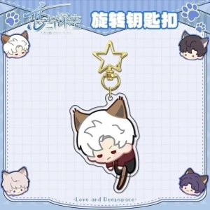 Love And Deep Space Rotating Golden Star Xavier Rafayel Sylus Sandwich Process Key Chain Móc Khóa In Theo Yêu Cầu, Chất Liệu Mica Trong Suốt In 2 Mặt , Dày 4mm
