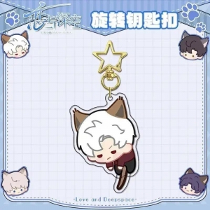 Love And Deep Space Rotating Golden Star Keychain Xavier Rafayel Sylus Cosplay Sandwich Móc Khóa In Theo Yêu Cầu, Chất Liệu Mica Trong Suốt In 2 Mặt , Dày 4mm