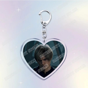 Love Heart-shaped Leon Horror Game Keychain, Kennedy For Gamers, Móc Khóa In Theo Yêu Cầu, Chất Liệu Mica Trong Suốt In 2 Mặt , Dày 4mm