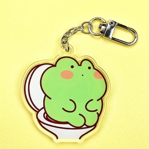 Lovely Toilet Frog Keychain 2 For Friends And Relatives Móc Khóa In Theo Yêu Cầu, Chất Liệu Mica Trong Suốt In 2 Mặt , Dày 4mm