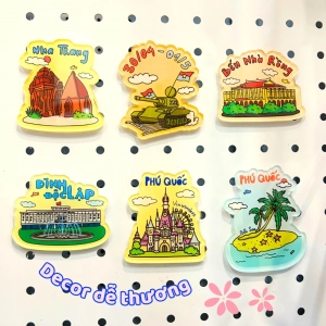 Magnet Mica Địa Danh Văn Hoá Việt Nam Dễ Thương Locabee, Quà Tặng Lưu Niệm, Decor Cute In Theo Yêu Cầu, Chất Liệu Mica Trong Suốt In 2 Mặt , Dày 4mm, Free Ship 30 Cái, Miễn Phí Thiết Kế, Có Test Mẫu