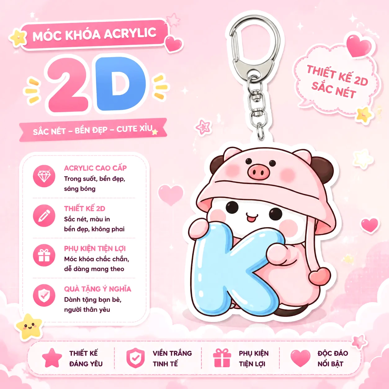Móc Khoá Chữ Cái Bé Heo Hồng Đội Mũ Cute Móc Khóa In Theo Yêu Cầu, Chất Liệu Mica Trong Suốt In 2 Mặt , Dày 4mm, Free Ship 30 Cái, Miễn Phí Thiết Kế, Có Test Mẫu 8 Móc Khoá Chữ Cái Bé Heo Hồng Đội Mũ Cute Móc Khóa In Theo Yêu Cầu, Chất Liệu Mica Trong Suốt In 2 Mặt , Dày 4mm, Free Ship 30 Cái, Miễn Phí Thiết Kế, Có Test Mẫu - Ảnh 8