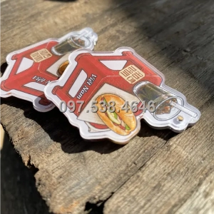 Móc Khóa Logo Treo Theo Yêu Cầu tại Trà Vinh, Giá Xưởng, Cắt Laser, Mica Trong Suốt Dày 4mm , kích thước 4.5x5.5 cm , Giá Tận Gốc, Free Ship Từ 30 Cái