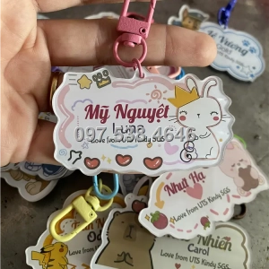 Móc Khóa Logo Treo Theo Yêu Cầu tại Từ Sơn ,Bắc Ninh , Giá Xưởng, Cắt Laser, Mica Trong Suốt Dày 4mm , kích thước 4.5x5.5 cm , Giá Tận Gốc, Free Ship Từ 30 Cái