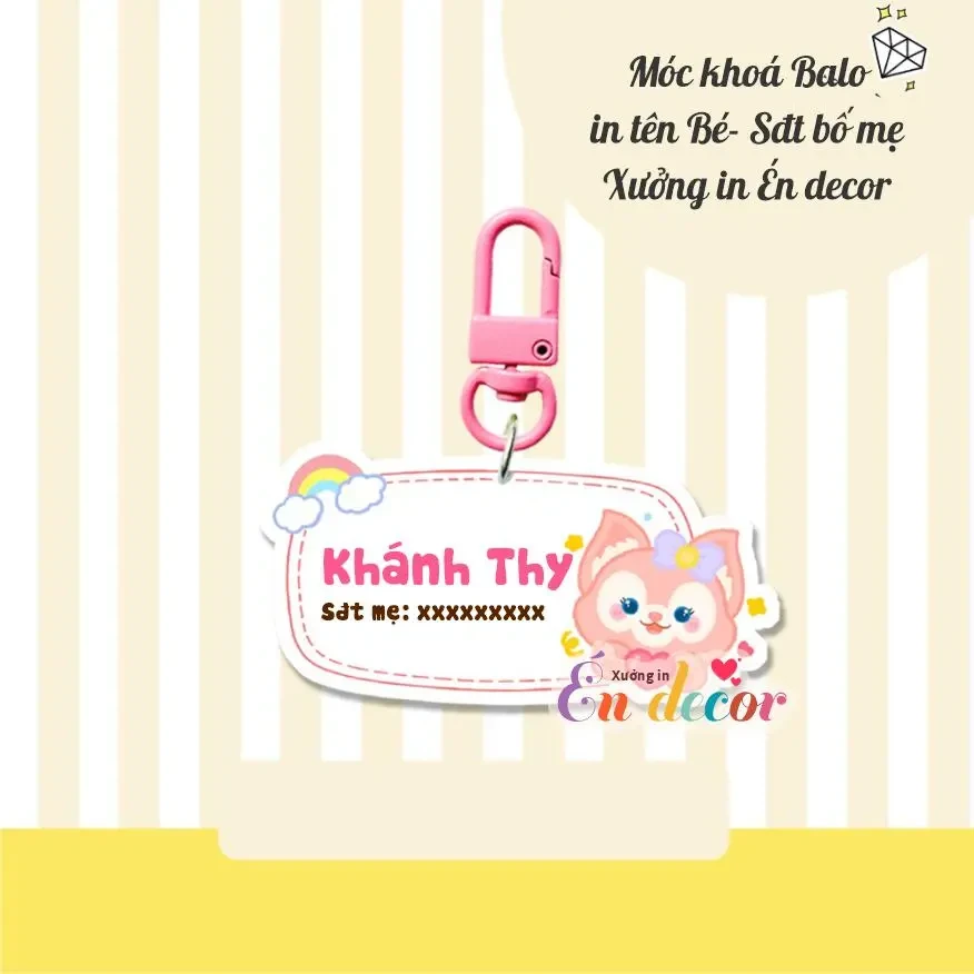 Móc Khóa Treo Balo In Tên Bé Và Số Bố Mẹ Theo Yêu Cầu Cực Dễ Thương Cho Bé Móc Khóa In Theo Yêu Cầu, Chất Liệu Mica Trong Suốt In 2 Mặt , Dày 4mm, Free Ship 30 Cái, Miễn Phí Thiết Kế, Có Test Mẫu 3 Móc Khóa Treo Balo In Tên Bé Và Số Bố Mẹ Theo Yêu Cầu Cực Dễ Thương Cho Bé Móc Khóa In Theo Yêu Cầu, Chất Liệu Mica Trong Suốt In 2 Mặt , Dày 4mm, Free Ship 30 Cái, Miễn Phí Thiết Kế, Có Test Mẫu - Ảnh 3