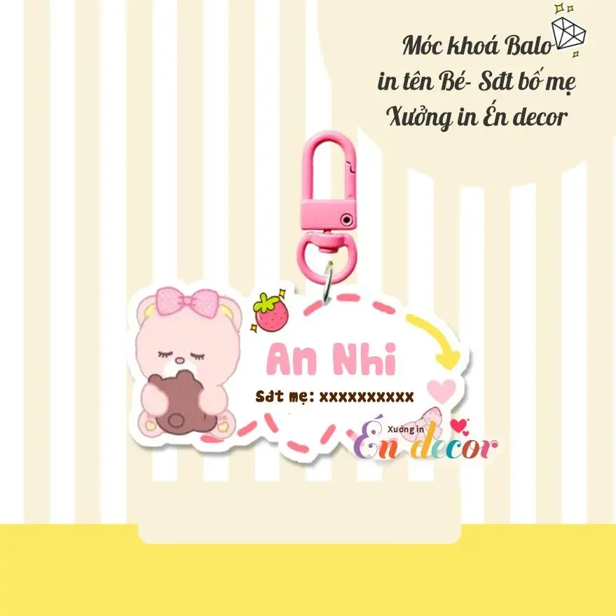 Móc Khóa Treo Balo In Tên Bé Và Số Bố Mẹ Theo Yêu Cầu Cực Dễ Thương Cho Bé Móc Khóa In Theo Yêu Cầu, Chất Liệu Mica Trong Suốt In 2 Mặt , Dày 4mm, Free Ship 30 Cái, Miễn Phí Thiết Kế, Có Test Mẫu 4 Móc Khóa Treo Balo In Tên Bé Và Số Bố Mẹ Theo Yêu Cầu Cực Dễ Thương Cho Bé Móc Khóa In Theo Yêu Cầu, Chất Liệu Mica Trong Suốt In 2 Mặt , Dày 4mm, Free Ship 30 Cái, Miễn Phí Thiết Kế, Có Test Mẫu - Ảnh 4