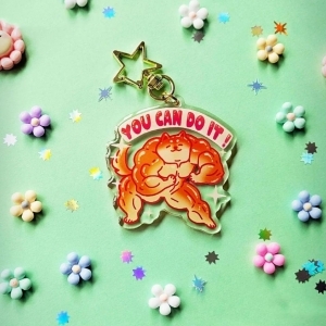 Muscular Dog And Cat Support Cute Animal Clear Acrylic Keychain Móc Khóa In Theo Yêu Cầu, Chất Liệu Mica Trong Suốt In 2 Mặt , Dày 4mm
