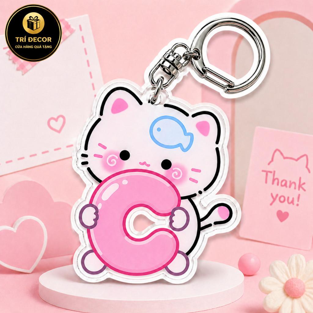 Personalized Name Letter Keychain - Chipi White Cat Baby Version Holding Sweet Letters Móc Khóa In Theo Yêu Cầu, Chất Liệu Mica Trong Suốt In 2 Mặt , Dày 4mm 1 Personalized Name Letter Keychain - Chipi White Cat Baby Version Holding Sweet Letters Móc Khóa In Theo Yêu Cầu, Chất Liệu Mica Trong Suốt In 2 Mặt , Dày 4mm