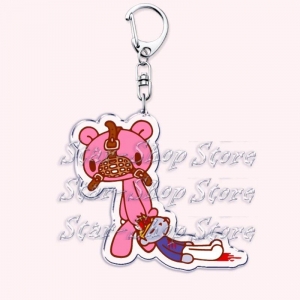 Popular Cute Angry Pink Bear Keychain Adorable Animal Key Chain Fans Friends Birthday Gifts Móc Khóa In Theo Yêu Cầu, Chất Liệu Mica Trong Suốt In 2 Mặt , Dày 4mm