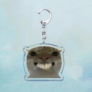 Popular Cute Cat Funny Keychains For Accessories Bag Pet Cat Meme Meow Keychain Ring S Móc Khóa In Theo Yêu Cầu, Chất Liệu Mica Trong Suốt In 2 Mặt , Dày 4mm