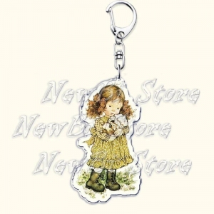 Retro Art Vintage Love Girls Boy Keychains For Accessories Bag Poetry Flower Illustration Key Móc Khóa In Theo Yêu Cầu, Chất Liệu Mica Trong Suốt In 2 Mặt , Dày 4mm