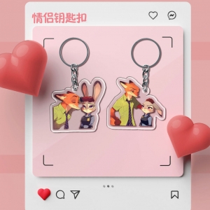 Zootopia Keychain Women Wedding Key Chain For Men Judith Bride Key Ring Nick Anime Figure Móc Khóa In Theo Yêu Cầu, Chất Liệu Mica Trong Suốt In 2 Mặt , Dày 4mm