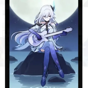 Genshin Impact Skirk Playing The Guitar While Sitting Acrylic Figure Stand Model Plate Diy Custom Charm Phone Personalized, Keychain, Mô Hình Đứng Standee Anime, In 2 Mặt, Cao 6cm, Trang Trí Decor Bàn Học, Balo