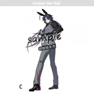 Honkai:star Rail Stellaron Hunters Figure Handsome Blade Rabbit Ears Muscles Acrylic Stand Custom Charm Phone Personalized, Keychain, Mô Hình Đứng Standee Anime, In 2 Mặt, Cao 6cm, Trang Trí Decor Bàn Học, Balo