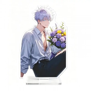 Jujutsu Kaisen Gojo Satoru Acrylic Standee Flower Bouquet Casual Outfit Series Double Side Custom Charm Phone Personalized, Keychain, Mô Hình Đứng Standee Anime, In 2 Mặt, Cao 6cm, Trang Trí Decor Bàn Học, Balo