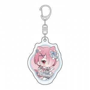 Re Zero Emilia Acrylic Stand Keychain Bunny Ear Chibi Backpack Pendant Bag Charm Keyring Custom Charm Phone Personalized, Keychain, Mô Hình Đứng Standee Anime, In 2 Mặt, Cao 6cm, Trang Trí Decor Bàn Học, Balo