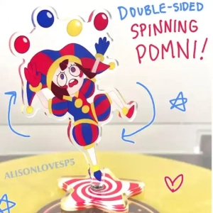 The Amazing Digital Circus Pomni Rotatable Double Sided Acrylic Standee Spinning Anime Custom Charm Phone Personalized, Keychain, Mô Hình Đứng Standee Anime, In 2 Mặt, Cao 6cm, Trang Trí Decor Bàn Học, Balo